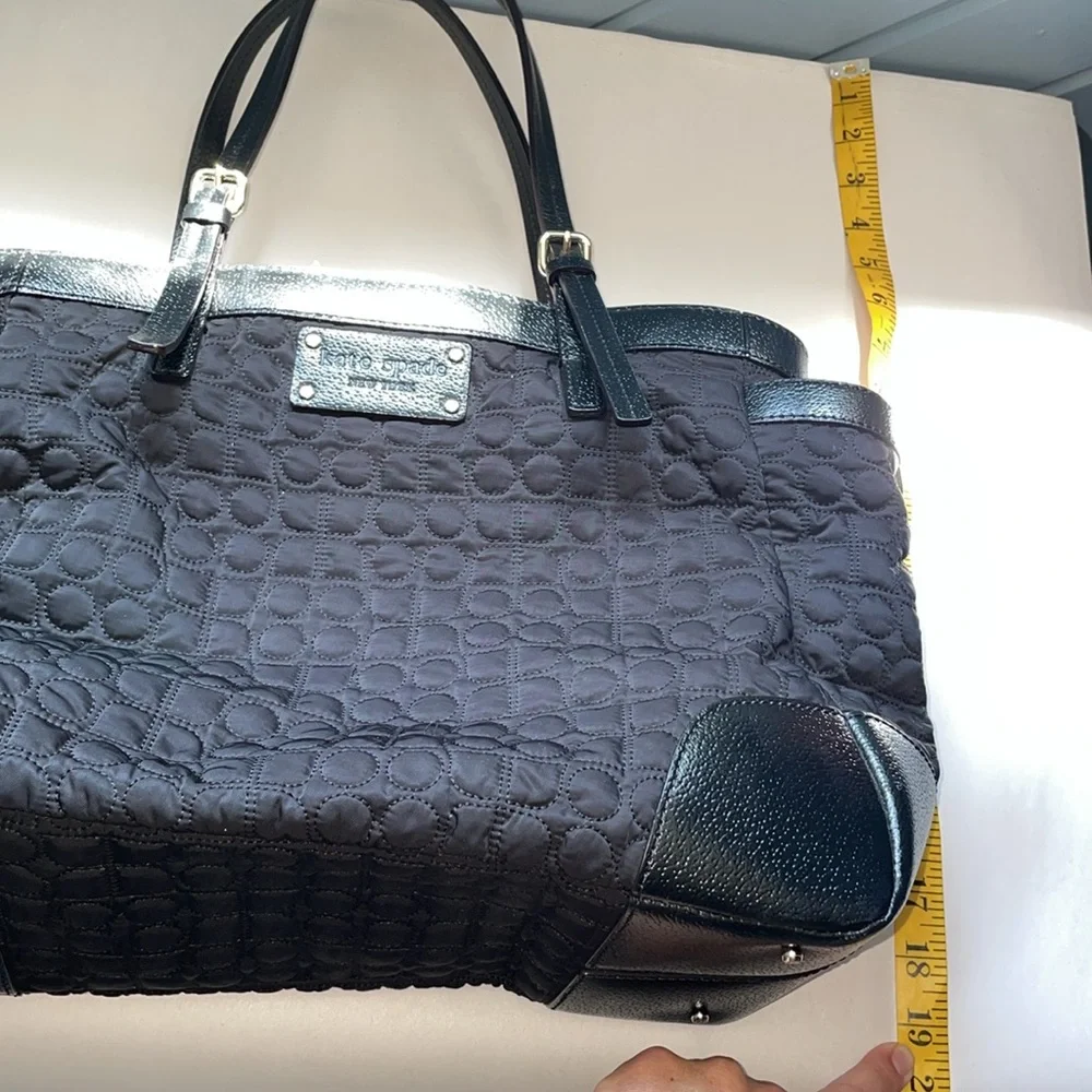 Kate Spade black quilted leather trim diaper bag